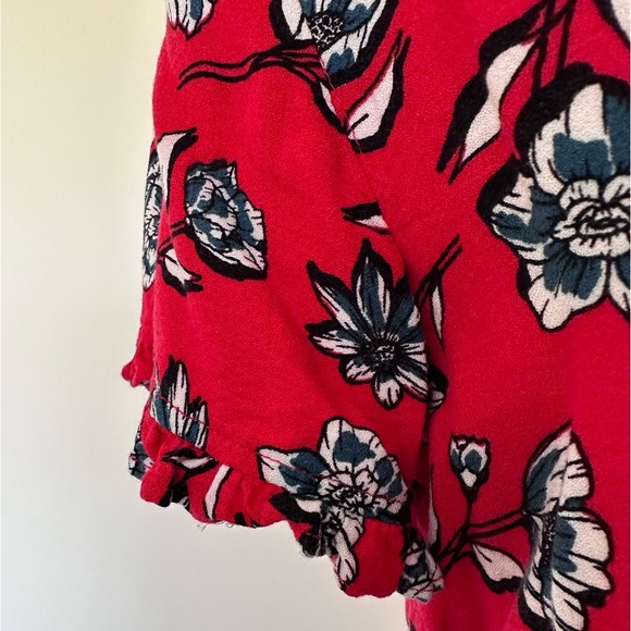 MINKPINK Short Sleeve Red Floral Mini Dress - Ruffle Details - Size M AU - Picture 4 of 5